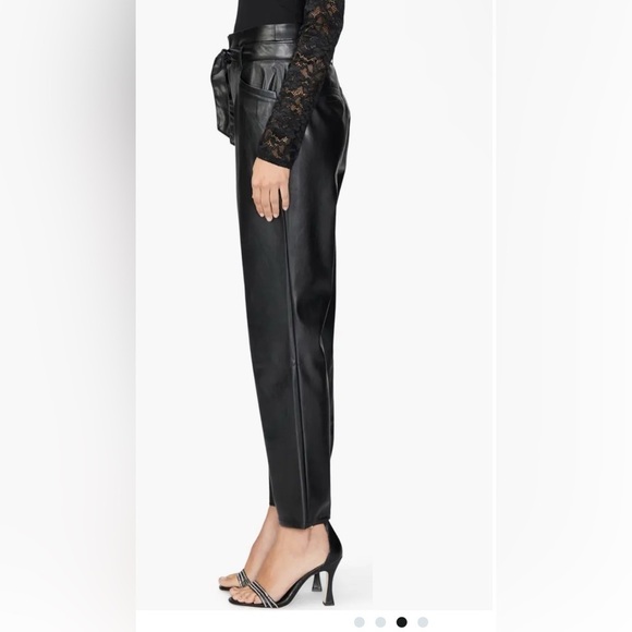 Paige Kina Tie Waist Ankle Straight Leg Faux Leather Pants size 14 - Picture 4 of 5